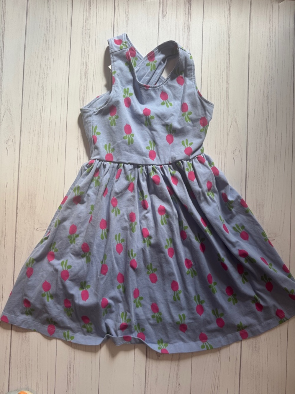 Hanna Andersson Girls' Light Blue Tulip Print Sleeveless Dress